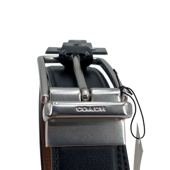 NWT COACH 91311 Harness Buckle Cut to Size Belt, Men’s Size 42 MM Black/Brown - Picture 3 of 16